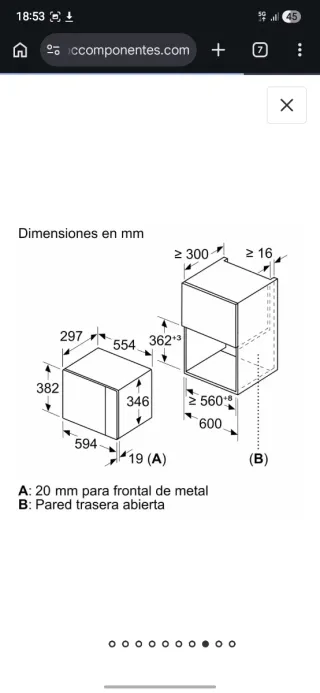Microondas Balay Encastrable 25L Negro