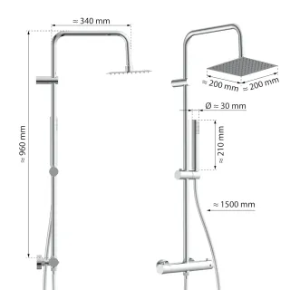 Juego Ducha EISL Showerstar Termostático Cromado