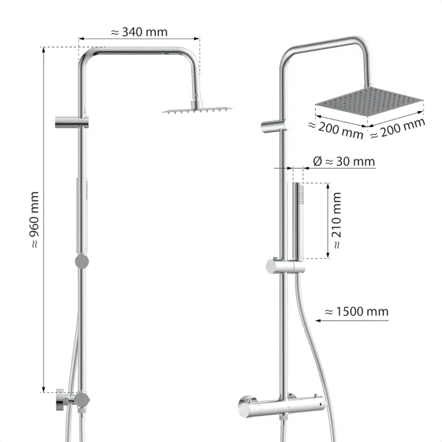 Juego Ducha EISL Showerstar Termostático Cromado