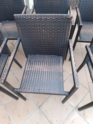 8 Sedie da Esterno in Rattan e Metallo Alluminio