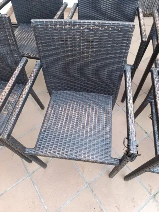 8 Sedie da Esterno in Rattan e Metallo Alluminio