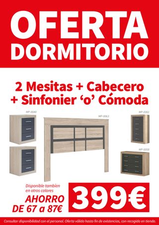 Pack Dormitorio: Cabecero, Mesitas y Cómoda
