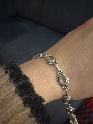 Pulsera Plata 925 y Morganita Rosa