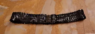 Cintura elastica paillettes nera e argento