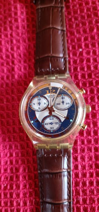 Orologio Swatch Crono Marrone e Oro