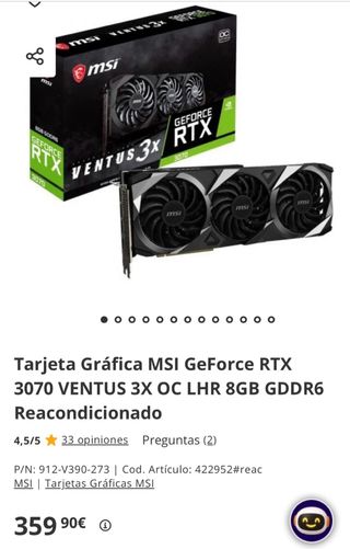 MSI GeForce RTX 3070 Ventus 3X 8GB
