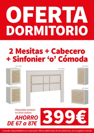 Pack Dormitorio: Cabecero, Mesitas y Cómoda