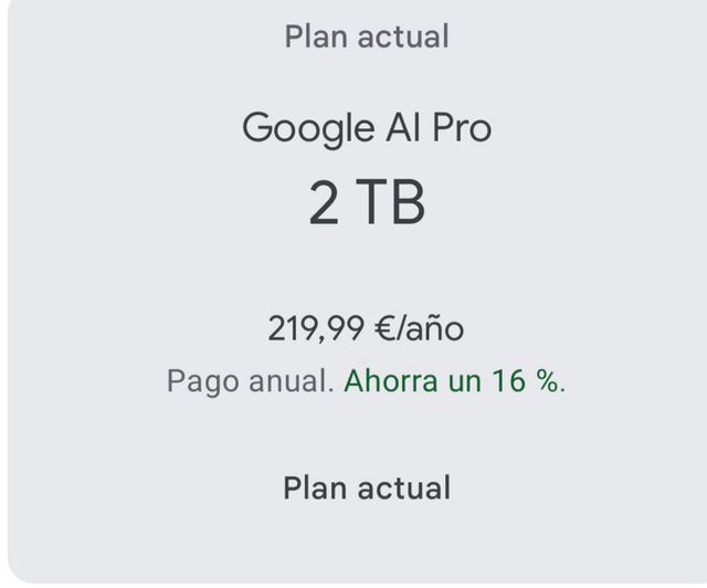 Google One 2 TB - Suscripción Anual