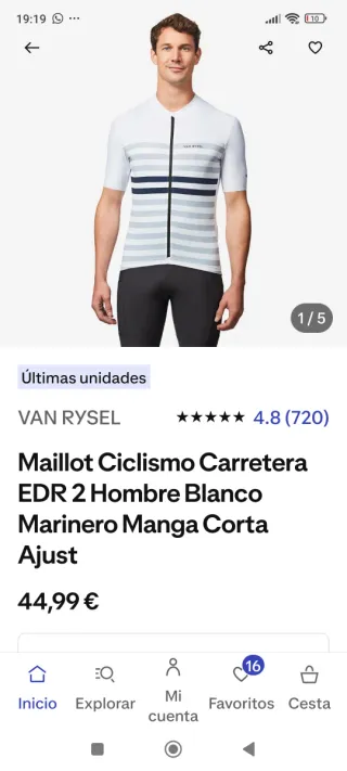Maillot Ciclismo Van Rysel Talla M