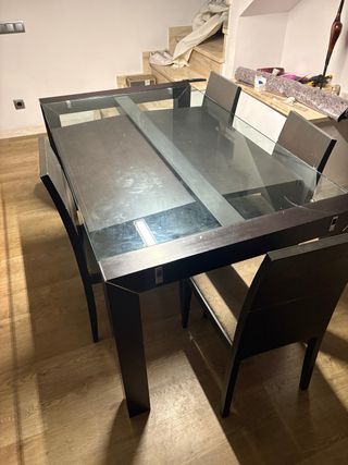 Mueble comedor madera y cristal