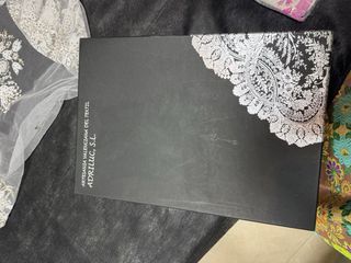 Mantilla Fallera Larga Beige y Blanca