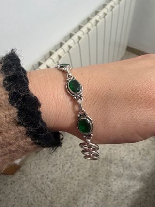 Pulsera Plata 925 Cristal Verde