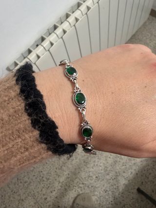 Pulsera Plata 925 Cristal Verde