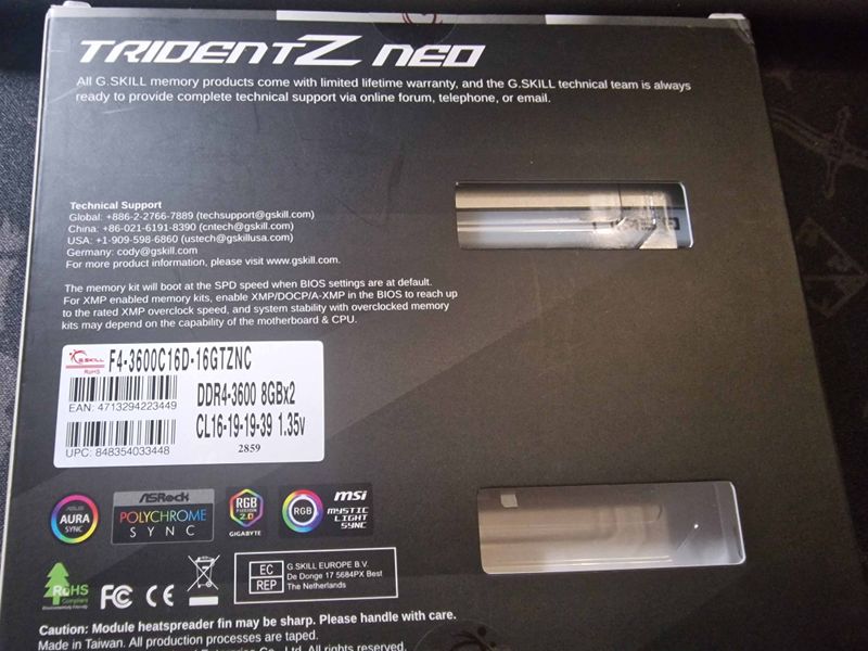 RAM G.SKILL Trident Z Neo DDR4 – 8 GB (1 módulo) afbeelding 3