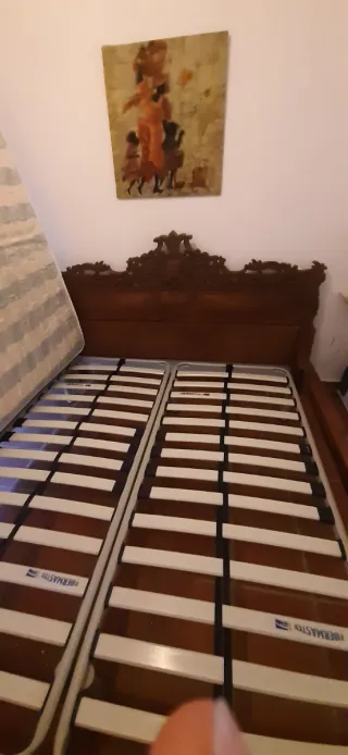 Cama King Size Madera Tallada