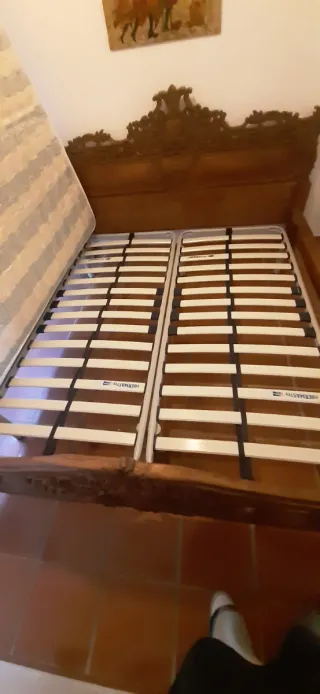 Cama King Size Madera Tallada