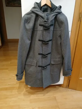 Abrigo paño gris con capucha Talla L
