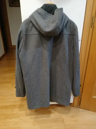 Abrigo paño gris con capucha Talla L