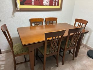 Mesa de comedor de madera con 6 sillas