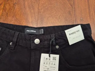 PULL & BEAR BERMUDAS VAQUERAS NEGRAS TALLA 40 30