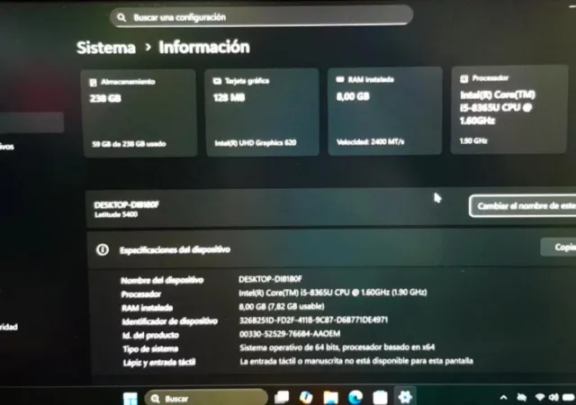 DELL LATITUDE 5400 INTEL CORE I5 TH 8 GEN 256 SSD