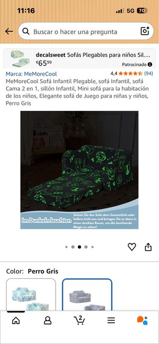 Sofá infantil plegable MeMoreCool. Ref.185