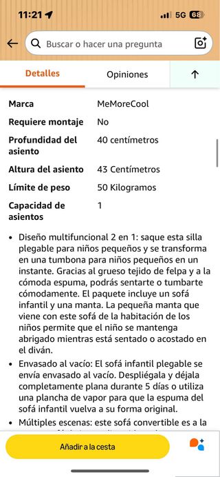 Sofá infantil plegable MeMoreCool. Ref.185