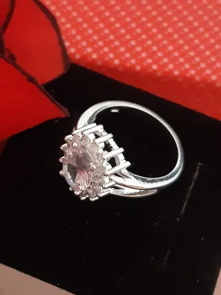 Anillo brillante Talla 7 , baño plata