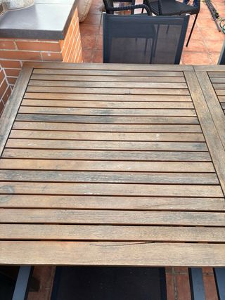 Mesa extensible y 2 Sillas Terraza Metal/Madera