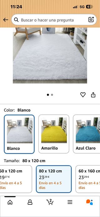 Alfombra Rectangular Antideslizante Blanca.Ref.186