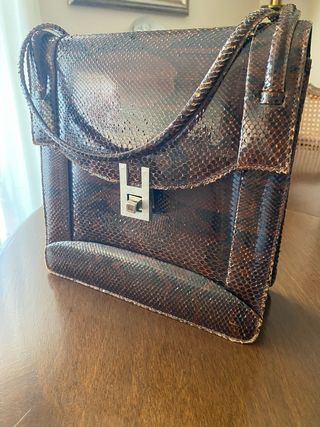 Bolso Piel Serpiente Marrón 25x26cm