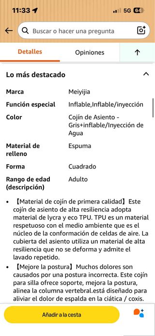 Cojín inflable Meiyijia gris. Ref.188