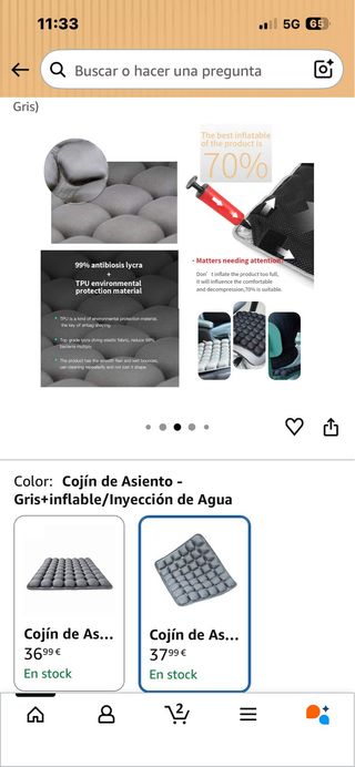 Cojín inflable Meiyijia gris. Ref.188