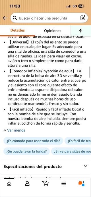 Cojín inflable Meiyijia gris. Ref.188