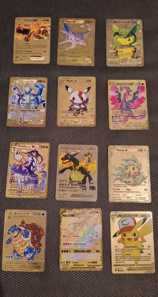 Pack 12 cartas metálicas pokemon