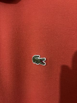 Polo Lacoste Rojo Cuello Tricolor
