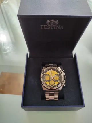 Reloj Festina Chrono Bike Plata y Amarillo