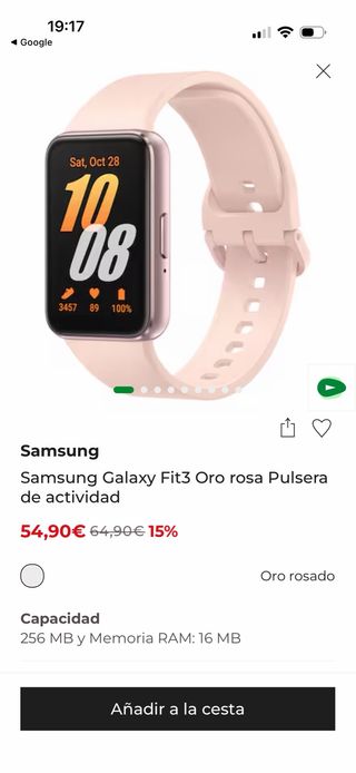 Samsung Galaxy Fit3 Oro Rosa Pulsera Actividad