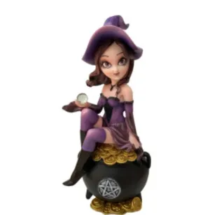 Figura Bruja Abundancia Caldero Monedas