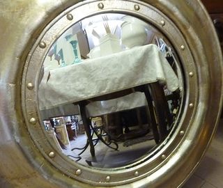 Specchio rotondo foglia oro e argento