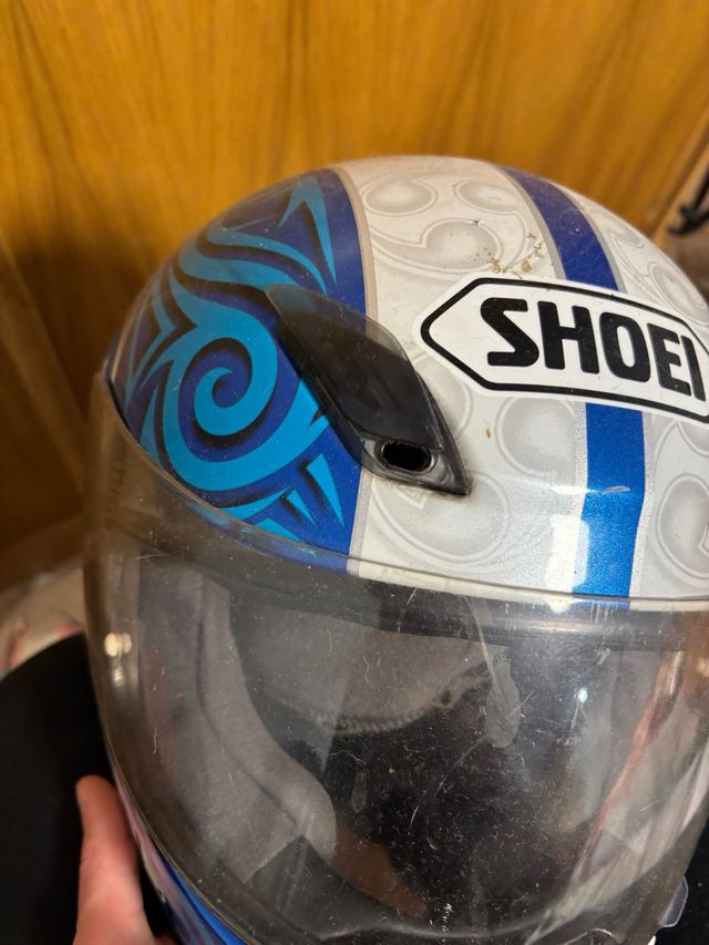 Casco Moto Shoei Azul y Blanco