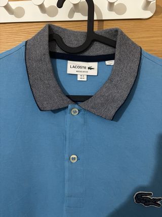 Polo Lacoste Azul Cuello Contraste Talla M