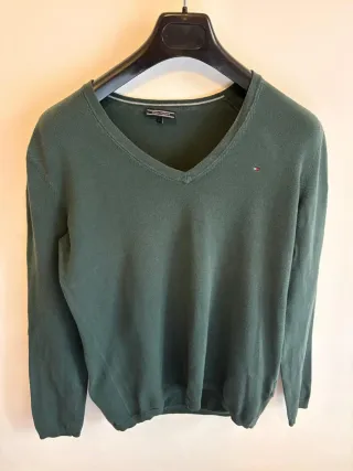 Maglione Tommy Hilfiger V-Neck Verde L