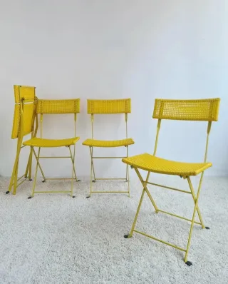 Set 4 Sillas plegables scoubidou. Vintage, 80s.