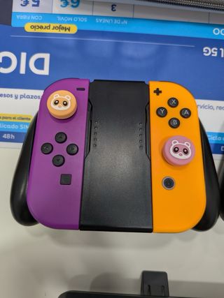 NINTENDO SWITCH OLED BLANCA + 4 JOYCONS + FUNDA