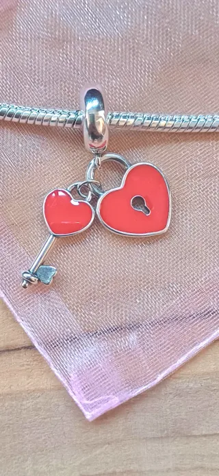 Charm Colgante | Corazón Candado y Llave