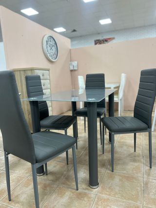 Mesa comedor 4 sillas gris moderno - Nuevo