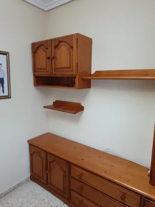 Mueble de salón modular madera y cristal