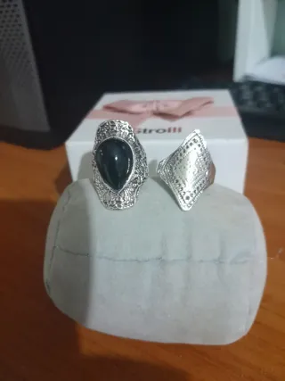 Set Anelli  Donna Nero Argento