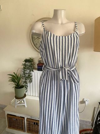 Mono Riviera Chic Lino Algodón Rayas